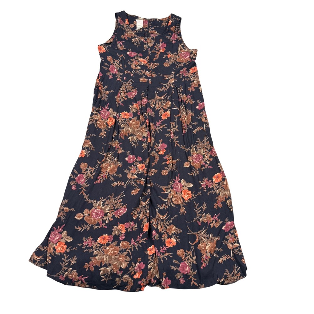 Vintage 90s Laura Ashley Fairy Grunge Floral Maxi Dress Fall Colors Womens 14